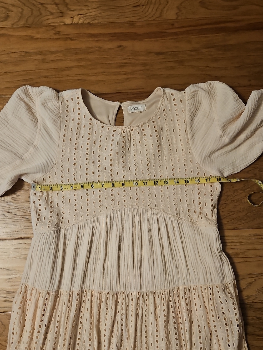 ROOLEE Guaze Eyelet Dress Peach Size Large Light Salmon Embroidered - Picture 3 of 7